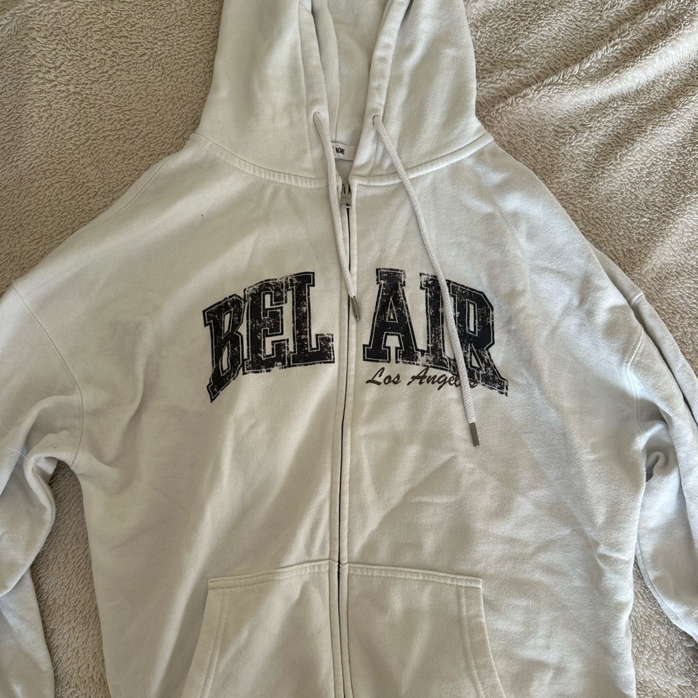 GARAGE SNOW WHITE + BEL AIR OVERSIZED ZIP UP HOODIE - XS